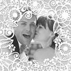 huwelijk kaart foto kader met witte bloemen